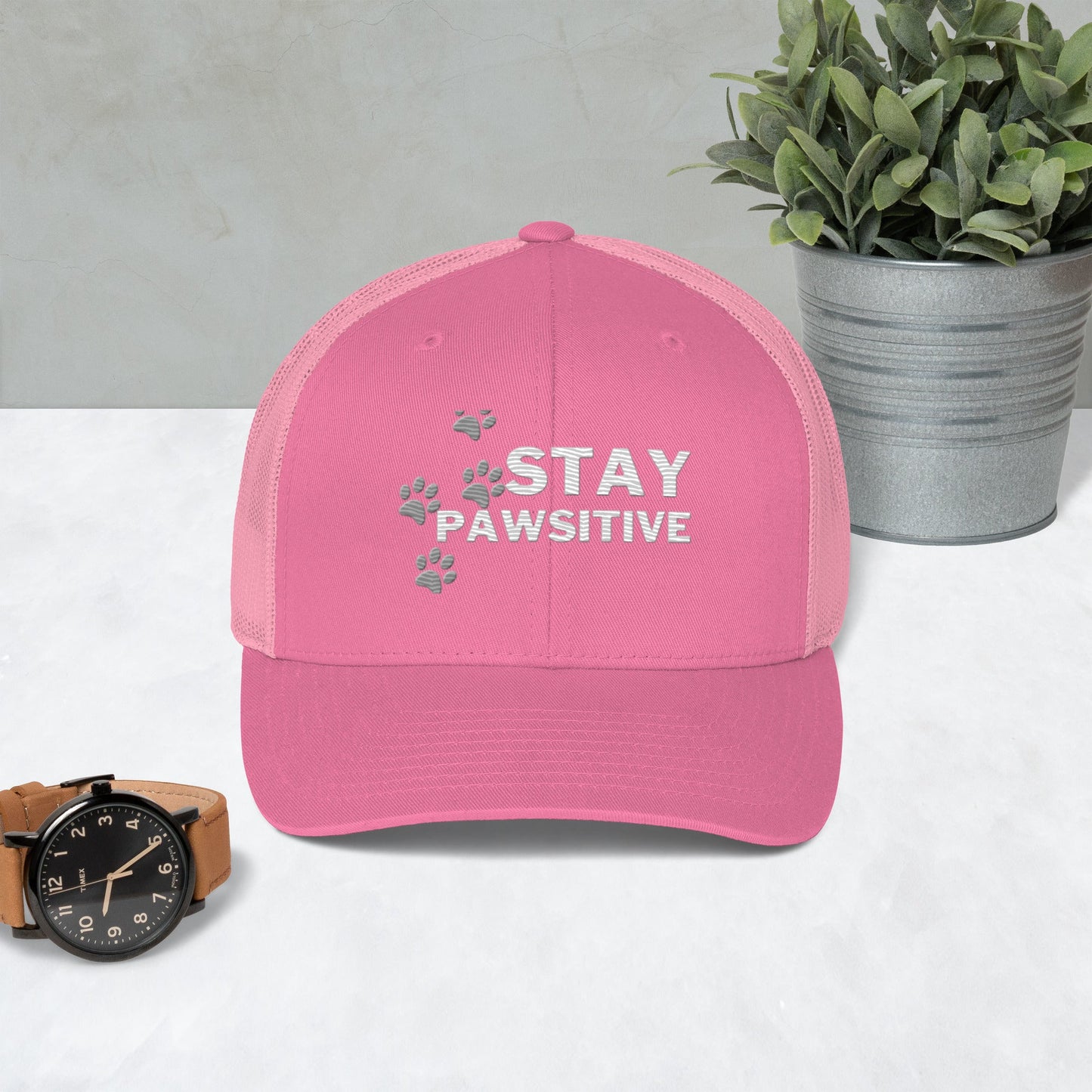Stay Pawsitive Cap- Pink