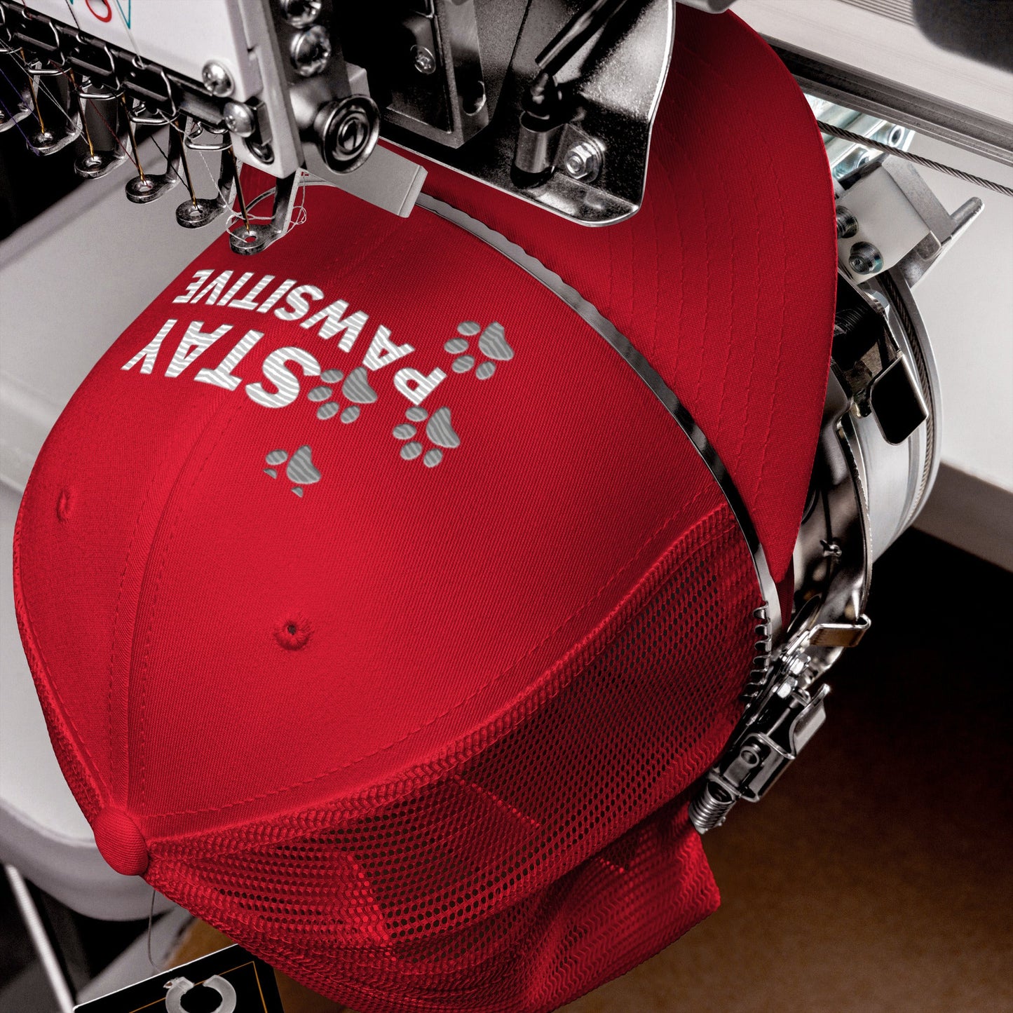 Stay Pawsitive Cap- Red