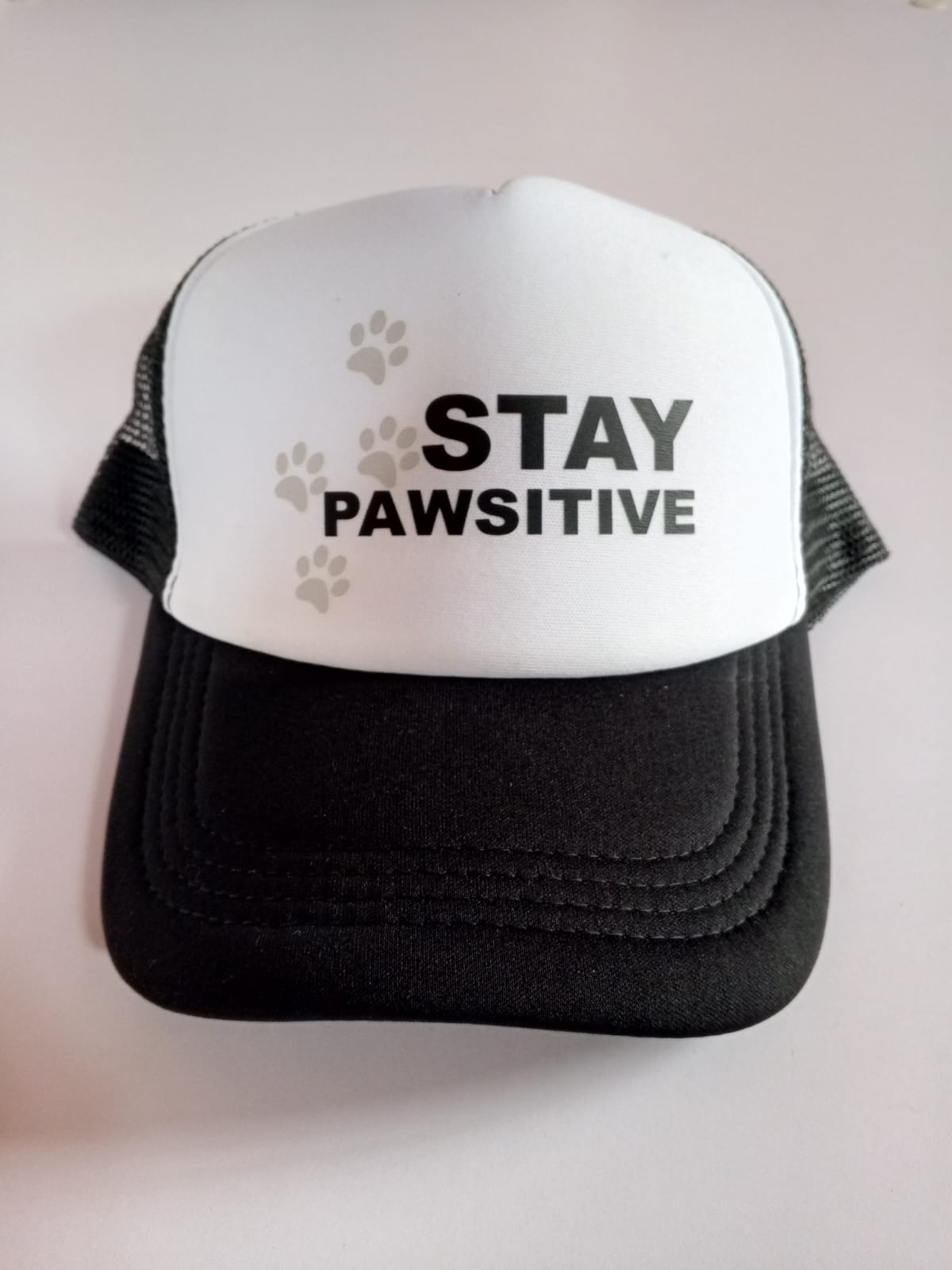 white zivoll stay pawsitive hat