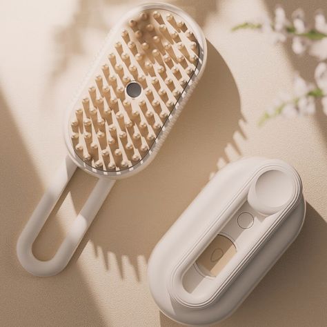 White Pet Grooming Steam Brush