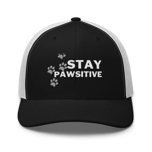 Stay Pawsitive Cap- Black/White