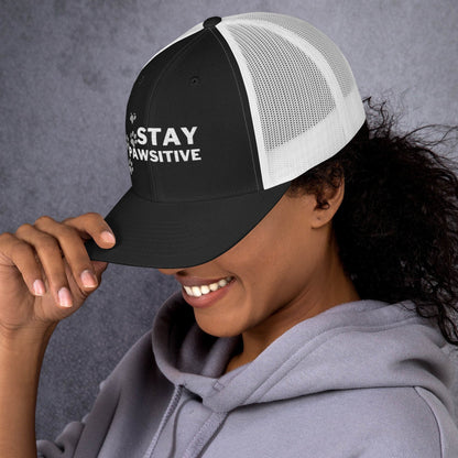 Stay Pawsitive Cap- Black/White