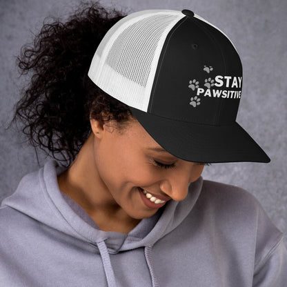 Stay Pawsitive Cap- Black/White