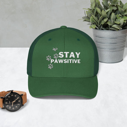 Stay Pawsitive Cap- Green