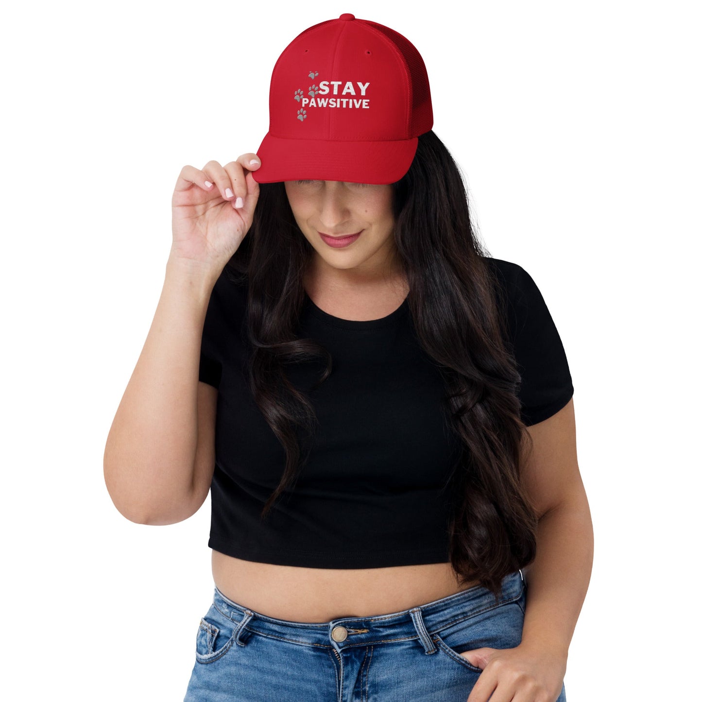 Stay Pawsitive Cap- Red