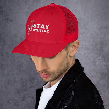 Stay Pawsitive Cap- Red