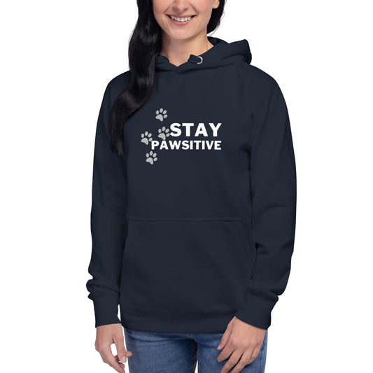Stay Pawsitive Hoodies- Navy Blue